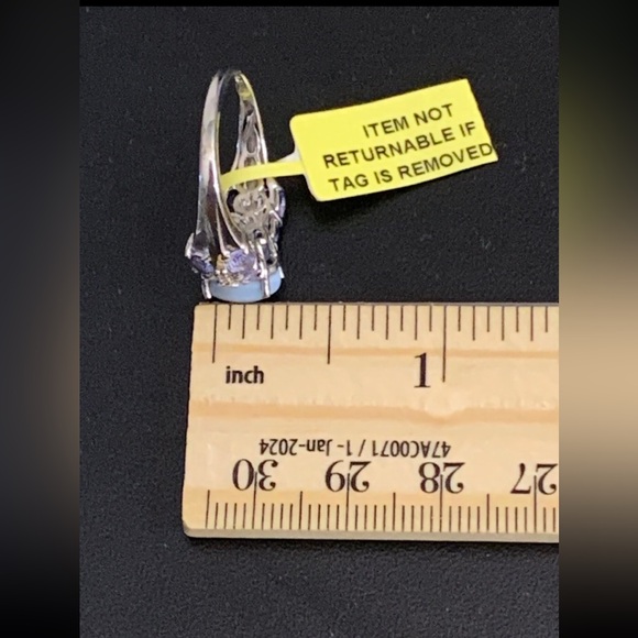 Signed STS 925 Sterling Silver Oval Larimar Blue Gemstone Ring Sz 8h - Picture 13 of 14